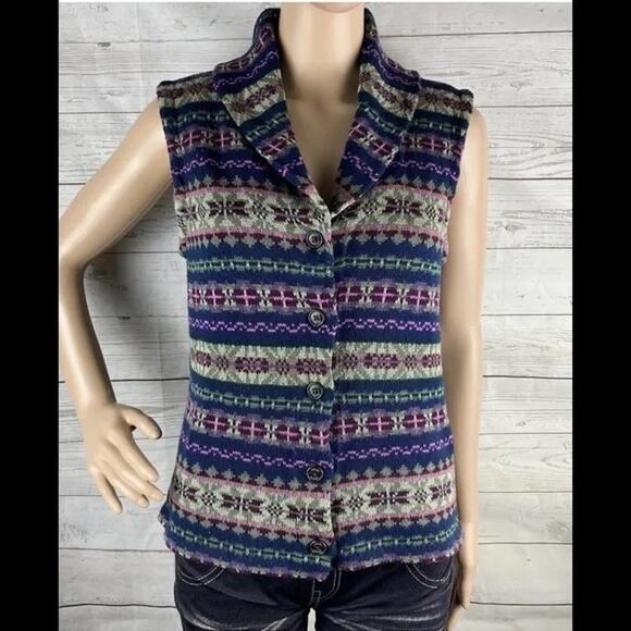 Chaps Ralph Lauren Cotton Blend Knit Button Vest Nordic Fair Isle Plus Sz 3x - Picture 2 of 11